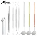 Kit de Soins Dentaires en Acier Inoxydable Miroir Dentaire Ensemble d'Outils de Dentiste Sonde