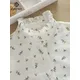 Chemises à fleurs en fil de coton à 2 couches pour femmes col à volants manches longues en Y