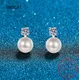 ChimS925-Boucles d'Oreilles en Argent Naturel et Perle Moissanite Bijoux en Plaqué Or Blanc D