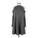 Aqua Casual Dress - Mini Cold Shoulder Long sleeves: Black Dresses - Women's Size Medium