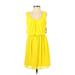 Iz Byer Casual Dress - Mini Scoop Neck Sleeveless: Yellow Solid Dresses - Women's Size X-Small