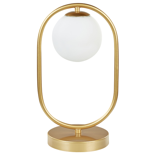 Tischlampe Gold Weiß aus Metall Glas Rund Kugel Form Nachttischlampe Tischleuchte für Schlafzimmer Wohnzimmer Flur