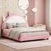 Wooden Upholstered Bed Platform Bed With Unicorn-Shape Headboard
