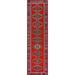 Red Geometric Anatolian Turkish Runner Rug Handmade Silk Carpet - 2'9"x 12'11"
