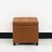 Adeco Storage Ottoman 18" Faux Leather Storage Cube with Stitching