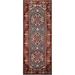 Geometric Heriz Serapi Runner Rug Handmade Oriental Wool Carpet - 2'7"x 8'0"