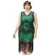 BABEYOND Damen Flapper-Kleid, Übergröße, 1920er-Jahre, V-Ausschnitt, Perlen, Fransen, Great Gatsby Kleid, grün, XXXXXL