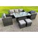 7-Seater Dining Or Coffee Table Rattan Furniture Set - Grey | Wowcher