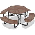 46 Steel Round Picnic Table for Outdoors Expanded Lifetime Picnic Table with Umbrella Hole Heavy Duty Sturdy Commercial Picnic Tables for Garden Courtyard BBQ Coffee