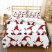 Christmas Duvet Cover Set 3 Pieces Red Reindeer Christmas Trees Comforter Cover with Zipper Closure Soft Microfiber Festival Bedding Sets(No Comforter)