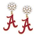 Women's Alabama Crimson Tide Pearl Cluster Enamel Drop Earrings