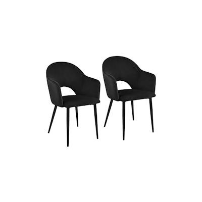 SVITA HAILEY 2er Set Esszimmerstühle Küchen-Sessel gepolstert Samt Schwarz