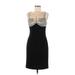 Basix Black Label Cocktail Dress - Sheath Scoop Neck Sleeveless: Black Print Dresses - Women's Size 6