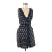 J.Crew Casual Dress - Mini Plunge Sleeveless: Blue Dresses - Women's Size 4