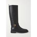 Gianvito Rossi - Ribbon Buckled Leather Knee Boots - Black