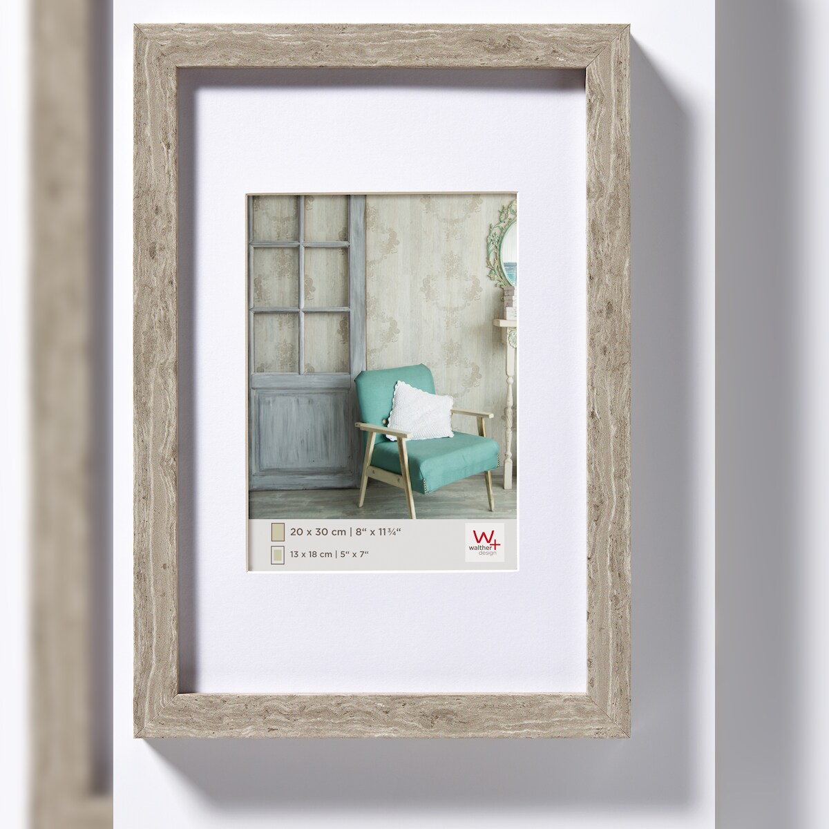 walther + design Stockholm Holz Bilderrahmen 30x45 cm GRAU Image