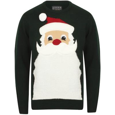 Jumpers Santa Beard Novelty Christmas Jumper in Holly Green / Black - Season’s Greetings / XL - Tokyo Laundry