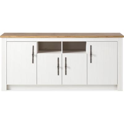 Spülenschrank KOCHSTATION "KS-Westminster", weiß (pinie weiß dekor), B:204cm H:92cm T:60cm, Schränke, im romantischen Landhausstil, Breite 204 cm Image