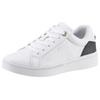 Plateausneaker TOMMY HILFIGER "ELEVATED ESSENTIAL COURT SNEAKER", Damen, Gr. 40, bunt (weiß, dunkelblau), Leder, sportlich, Schuhe, mit Kontrastbesatz an der Ferse, Freizeitschuh, Halbschuh, Schnürschuh