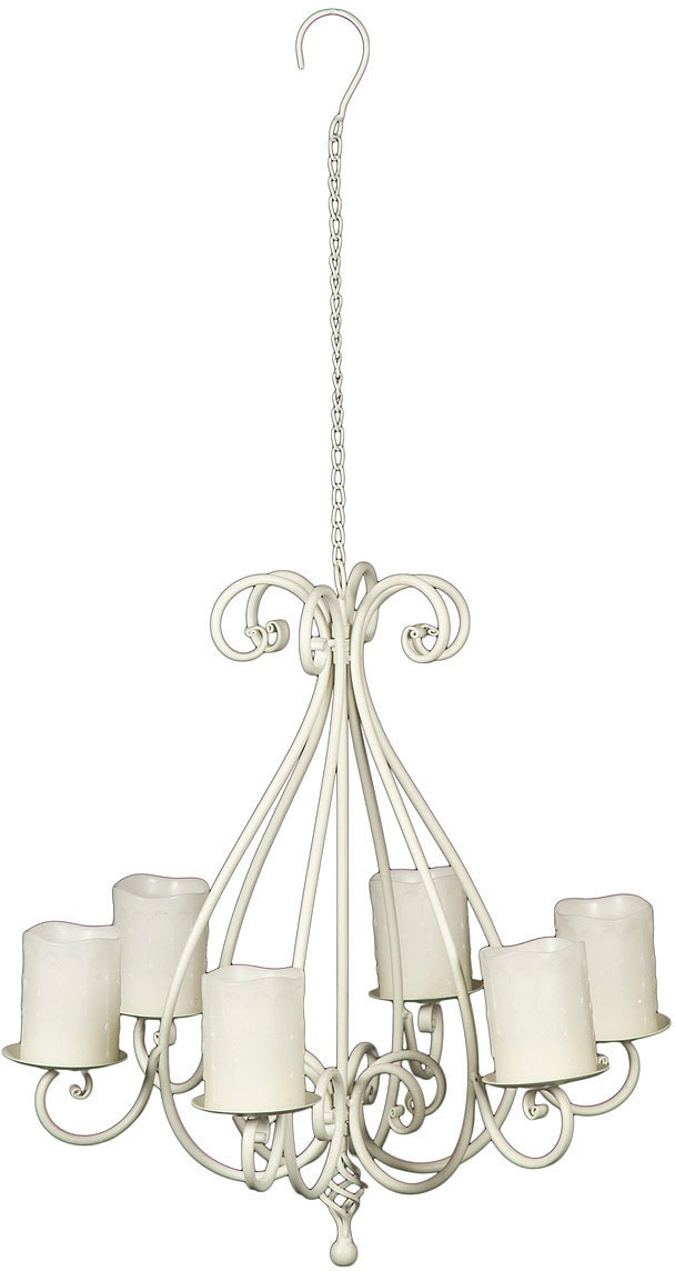 Kerzenständer AMBIENTE HAUS "Kronleuchter mit 6 Tellern in Antikweiß", weiß, B:53cm H:56cm T:53cm, Schmiedeeisen, Kerzenhalter Image