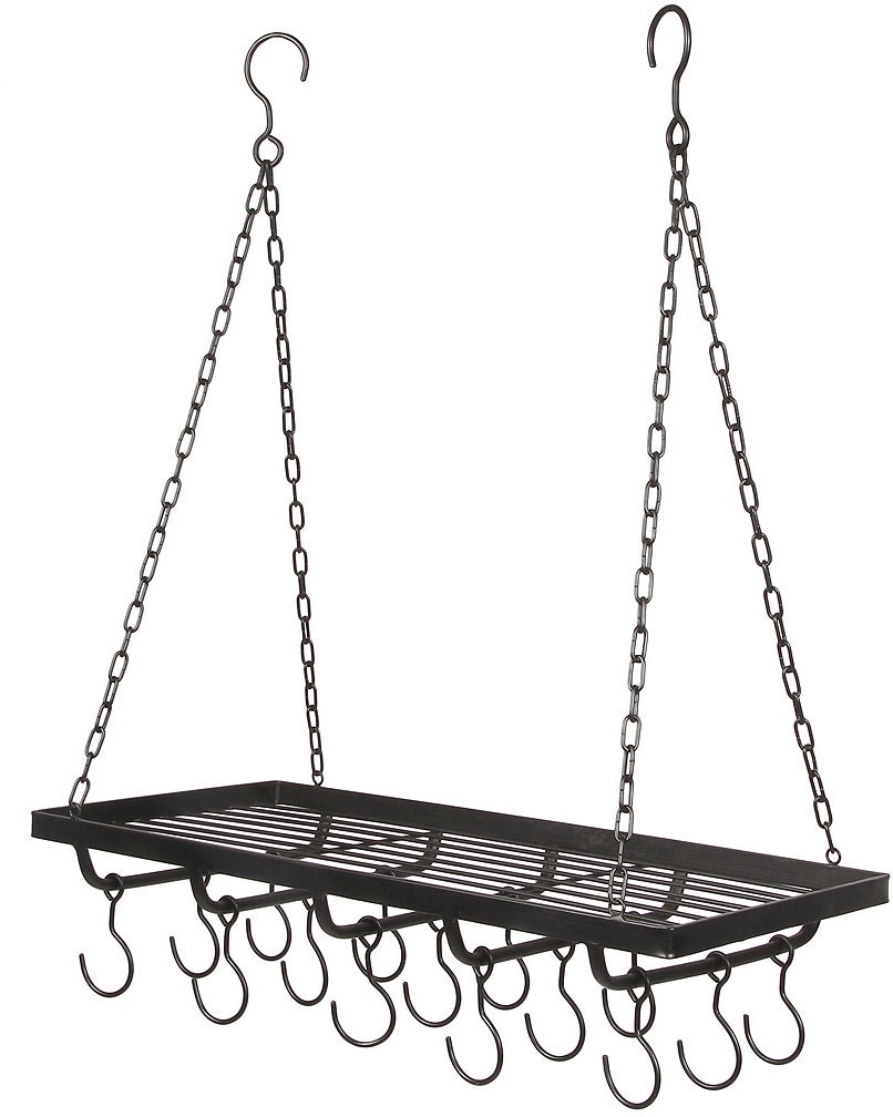 Hängekorb AMBIENTE HAUS "Topfhänger aus Eisen in Schwarz - 60 cm", schwarz, B:60cm H:74cm T:28cm, Eisen, Aufbewahrungsboxen