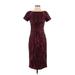 JS Collection Casual Dress - Sheath: Burgundy Jacquard Dresses - Women's Size 2