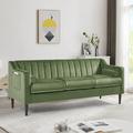 Ebern Designs 75.98" Velvet Square Arm Chesterfield Sofa Velvet in Green | 31.1 H x 75.98 W x 27.95 D in | Wayfair 90D35500AD5C424FA20120DA56E3E330