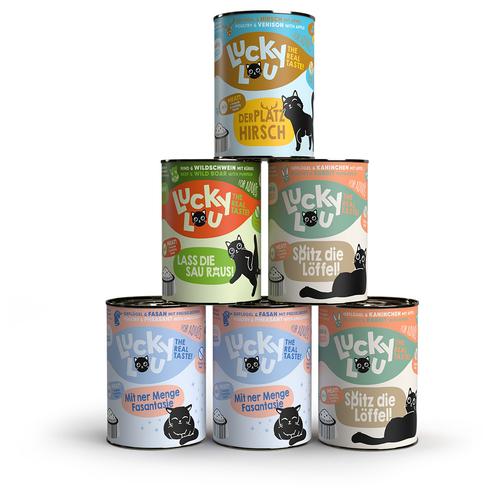 6x 400g Lucky Lou Adult Probiermix Wild-Mix Katzenfutter nass