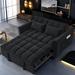 Latitude Run® 54" Velvet Sleeper Loveseat Sofa w/ Pull Out Bed Velvet in Black | 30.5 H x 54 W x 38 D in | Wayfair 589E31D3C1C34C67A9B2D31FE44E9BDA