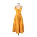 Teri Jon by Rickie Freeman Casual Dress - Midi: Yellow Dresses - Women's Size 6