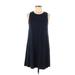 Ann Taylor LOFT Outlet Casual Dress - A-Line Crew Neck Sleeveless: Blue Print Dresses - Women's Size Medium Petite