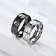 Bague Multi-Facettes en Acier Inoxydable pour Homme et Femme Bague de Fiançailles à Rainure Noir