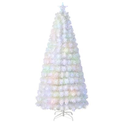 Costway 6/7 Feet Pre-Lit Fiber Optic White Snow-Flocked Artificial Christmas Tree-7 ft