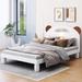 Twin or Full Size Platform Bed with Bear Ears Shaped Headboard and LED Light, Cute Design Kids Bed Frame