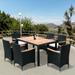 7 Pieces Outdoor Patio Wicker Furniture Dining Table Set with 6 Stools