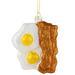 3.75" Eggs and Bacon Glittered Glass Christmas Hanging Ornament