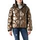 Love Moschino Womens Short Padded Logo Thermo Quilted Nylon with Detachable Hood Jacket, Brown, 40
