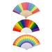 Rainbow Folding Fans 3pcs Rainbow Handheld Fan Folding Hand Fan Chinese Folding Fan for Dance