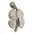 Stainless Steel 4 Leaf Clover with Clear Crystals Pendant