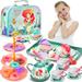 Huge Wave 48 Pcs Kids Tea Set with Treats Pretend Play Tea Set for Imaginative Fun Mermaid Themed Toy Tea Set for Children Perfect for Pretend Tea Parties Birthday Christmas Gift for Girls 3+