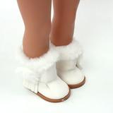 Stylish 18 Inch Doll Boots. Fits 18 American Girl Dolls & More! Doll Shoes of Pink Suede Style Boots W/ Side Button & Fur