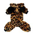Waroomhouse Thick Comfortable Pet Jumpsuit Pet Jumpsuit with Plush Ear Hat Pet Jumpsuit Fashionable Cow Leopard Pattern Dog Overall with Plush Ear Hat Winter Warm