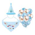 1 Set Pet Adorable Saliva Tissue Hat Latex Balloons Birthday Party Supplies for Pet Dog Puppy (Blue Birthday Hat + Bib + Blue Balloons + Rose Gold Confetti Balloons)