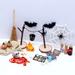 1Set 1:12 Dollhouse Halloween Horror Decor Toy Bat Skull Broom Spider Ornament