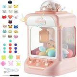 Children s Claw Machine Small Capsule Toy Vending Machine with Plush Toys Gashapon Capsules Plastic Toys and Charging Cable Household Mini Capsule Toy Machine for Boys and Girls Aged 3-6