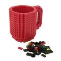 Build-On Brick Mug DIY Assembly Puzzle Cup Building Blocks Coffee Mug Cup DIY Block Puzzle Mug Drink Cup (Red)