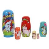 Wooden Russian Nesting Doll 1 Set Unicorn Russian Nesting Doll Six-layer Wooden Nesting Doll Cartoon Stacking Doll