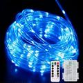 Battery Operated Rope Lights 39 Ft 100 LED Rope Lights Outdoor Waterproof 8 Modes Camping String Lights with Remote & Timer for Party Garden Walkway Patio Decorations (Blue)