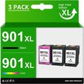 901 Ink 901XL Black and Color Combo Pack Replacement for HP 901 Ink Cartridges HP Ink 901 HP 901XL Ink Cartridge Compatible with Officejet 4500 J4680 Printer High Yield (2 Black 1 Tri-Color 3 Pack)