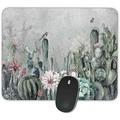 Rectangle Mouse Pad Anti Slip Rubber Rectangle Watercolor Cactus with Flowers Mousepads Desktops Gaming Mouse Mat Customized Designed for Home and Office 9.45 x 7.9inches